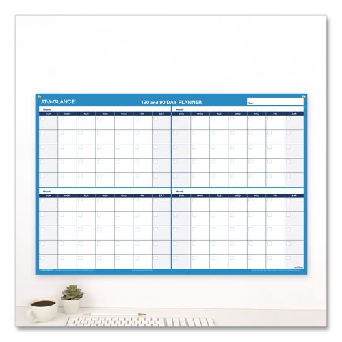 Picture of 90/120-Day Undated Horizontal Erasable Wall Planner, 36 x 24, White/Blue Sheets, Undated