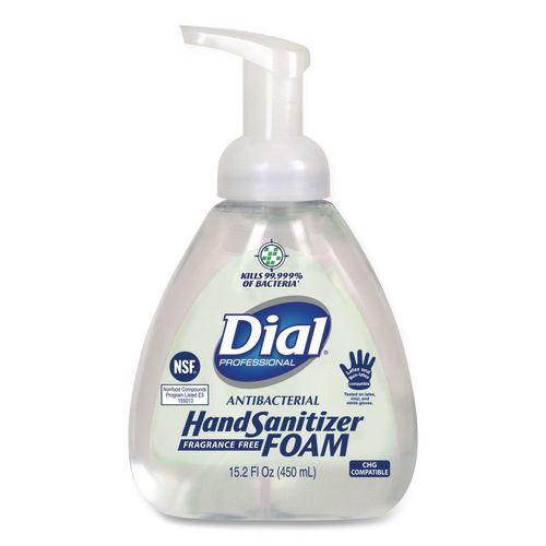 Picture of Antibacterial Foam Hand Sanitizer, 15.2 oz Pump Bottle, Fragrance-Free, 4/Carton