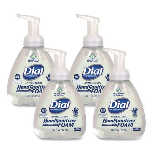 Picture of Antibacterial Foam Hand Sanitizer, 15.2 oz Pump Bottle, Fragrance-Free, 4/Carton