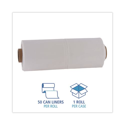 Picture of Industrial Drum Liners Rolls, 60 gal, 2.5 mil, 38" x 65", Clear, 50/Carton