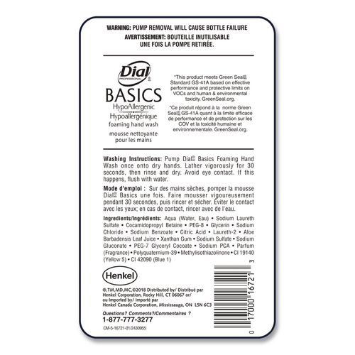 Picture of Basics Hypoallergenic Foaming Hand Wash Refill for FIT Touch Free Dispenser, Honeysuckle Scent, 1 L