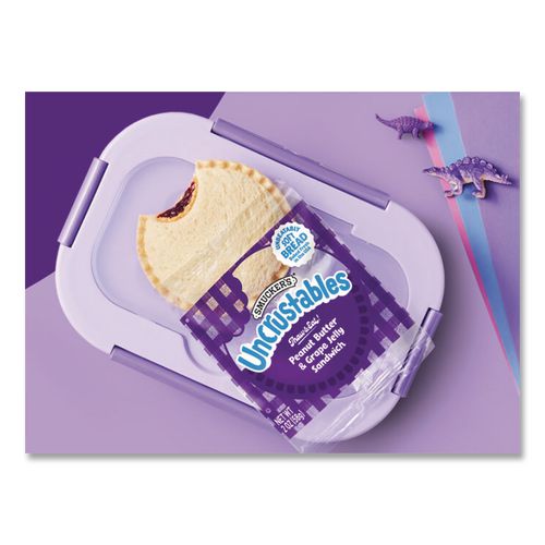 Picture of UNCRUSTABLES Peanut Butter and Grape Jelly/Peanut Butter and Strawberry Jam, 2 oz, 10 Sandwiches/Pack, 2 Packs/Carton