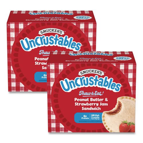Picture of UNCRUSTABLES Peanut Butter and Strawberry Jam, 2 oz, 10/Box, 2 Boxes/Carton