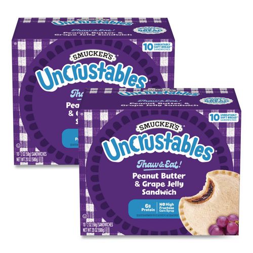 Picture of UNCRUSTABLES Peanut Butter and Grape Jelly, 2 oz, 10/Box, 2 Boxes/Carton