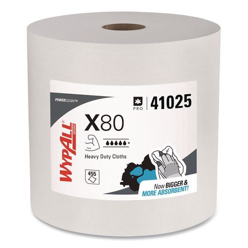 Power+Clean+X80+Heavy+Duty+Cloths%2C+Jumbo+Roll%2C+12.4+x+12.2%2C+White%2C+455%2FRoll