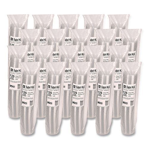 Picture of Portion Cup Lids, Fits 3.25 oz to 5.5 oz Portion Cups, Plastic, Clear, 2,500/Carton