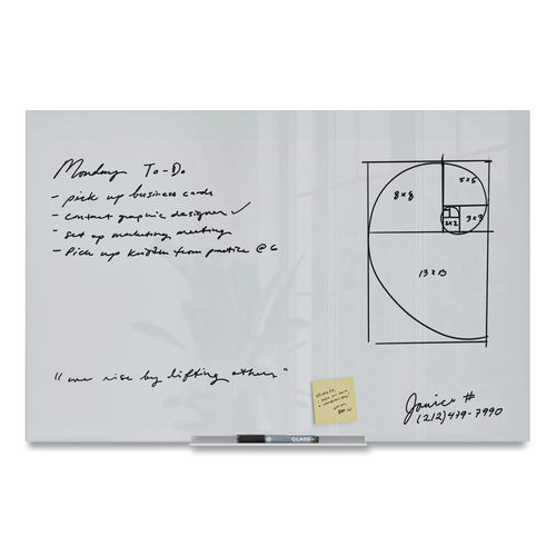 Picture of Floating Glass Dry Erase Board, 36" x 24" (Actual Size: 35" x 23"), White Surface