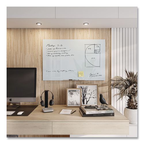 Picture of Floating Glass Dry Erase Board, 36" x 24" (Actual Size: 35" x 23"), White Surface