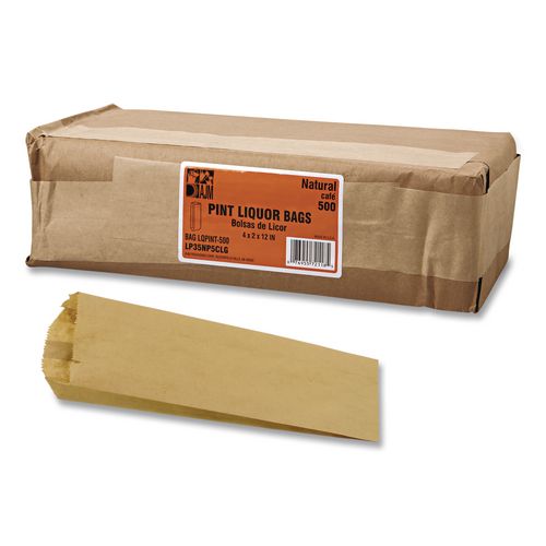 Grocery+Paper+Bags+for+Liquor+Takeout%2C+Pint+Size%2C+35%23+Basis+Weight%2C+3.75%26quot%3B+x+2.25%26quot%3B+x+11.25%26quot%3B%2C+Kraft%2C+500%2FBundle