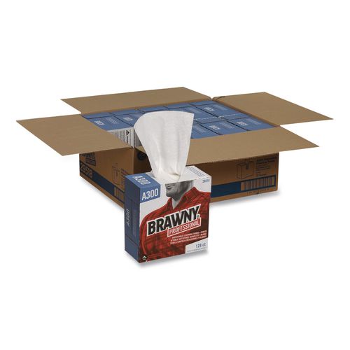 Picture of Airlaid Medium Duty Wipers, Cloth, 1-Ply, 9.2 x 12.4, Unscented, White, 128/Box, 10 Boxes/Carton
