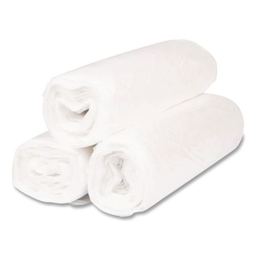 Picture of Low-Density Commercial Can Liners, 45 gal, 0.7 mil, 40" x 46", White, Interleaved Roll, 25 Bags/Roll, 4 Rolls/Carton