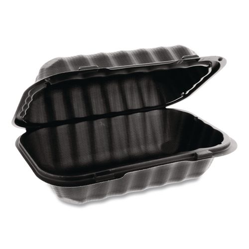 Picture of EarthChoice SmartLock Microwavable MFPP Hinged Lid Container, 9 x 6 x 3.25, Black, Plastic, 270/Carton