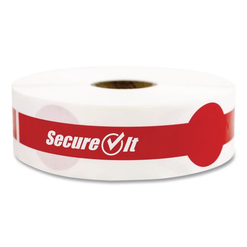 Picture of SecureIT Tamper Evident Food Container Seals, 1 x 7, Red, Paper, 250/Roll, 2 Rolls/Pack
