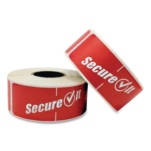 Picture of SecureIT Tamper Evident Food Container Seals, 1 x 3, Red, Paper, 250/Roll, 2 Rolls/Pack
