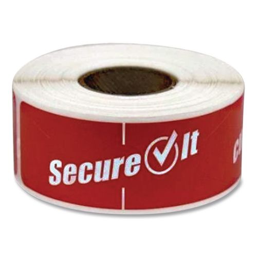 Picture of SecureIT Tamper Evident Food Container Seals, 1 x 3, Red, Paper, 250/Roll, 2 Rolls/Pack