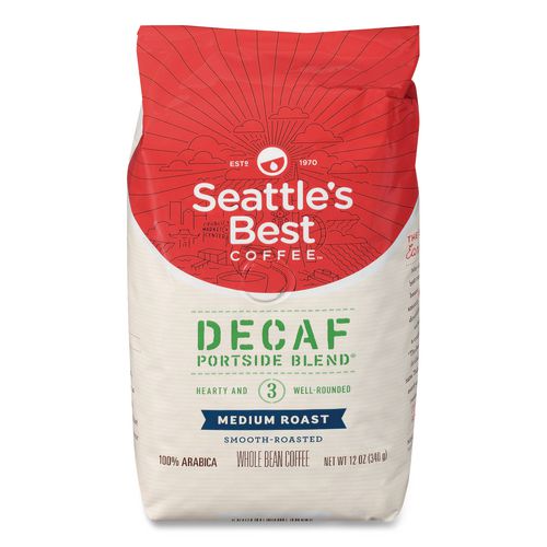 Picture of Port Side Blend Whole Bean Coffee, Decaffeinated Medium Roast, 12 oz Bag, 6/Carton