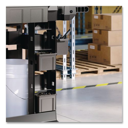 Picture of Customizable Bin System for Utility Carts, 2 Large Bins, 4 Small Bins, Black