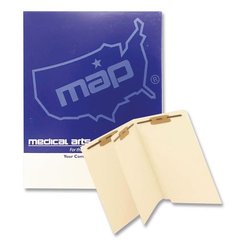Picture of End Tab Classification Folders, 0.75" Expansion, 1 Divider, 4 Fasteners, Letter Size, Manila Exterior, 200/Box