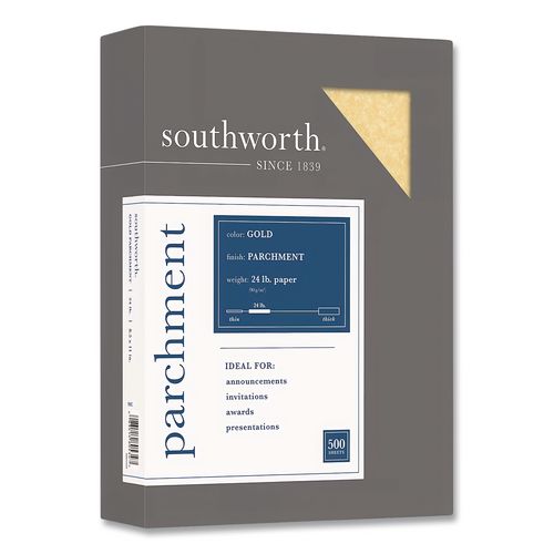 Parchment+Specialty+Paper%2C+24+lb+Bond+Weight%2C+8.5+x+11%2C+Gold%2C+100%2FPack