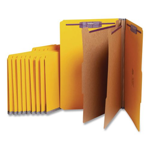 Six-Section+Pressboard+Top+Tab+Classification+Folders%2C+Six+SafeSHIELD+Fasteners%2C+2+Dividers%2C+Legal+Size%2C+Yellow%2C+10%2FBox
