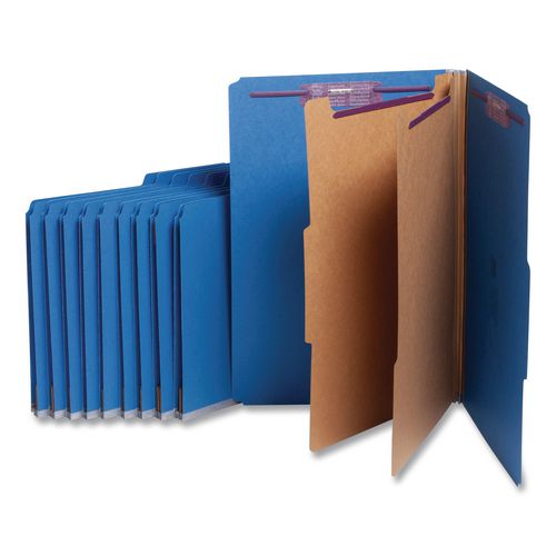 Six-Section+Pressboard+Top+Tab+Classification+Folders%2C+Six+SafeSHIELD+Fasteners%2C+2+Dividers%2C+Legal+Size%2C+Dark+Blue%2C+10%2FBox