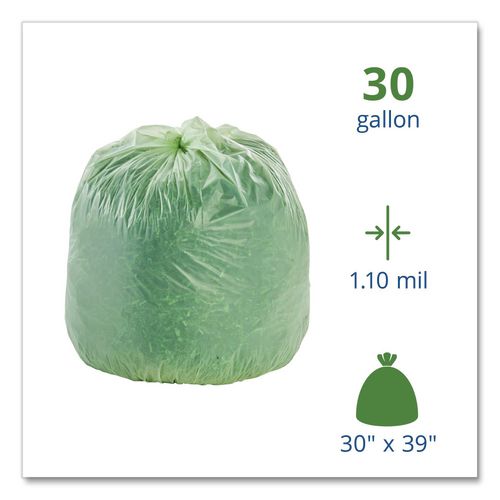 Picture of EcoSafe-6400 Bags, 30 gal, 1.1 mil, 30" x 39", Green, 48/Box