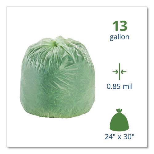 Picture of EcoSafe-6400 Bags, 13 gal, 0.85 mil, 24" x 30", Green, 45/Box
