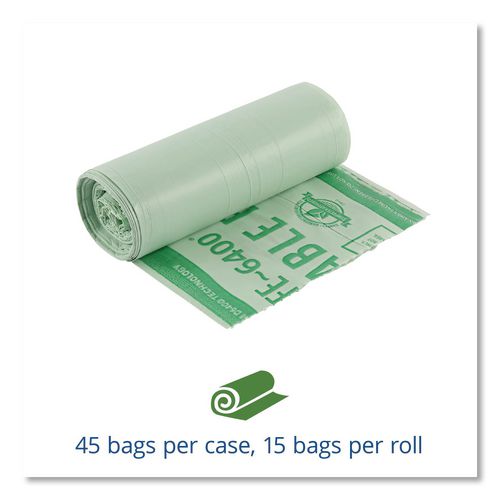 Picture of EcoSafe-6400 Bags, 13 gal, 0.85 mil, 24" x 30", Green, 45/Box