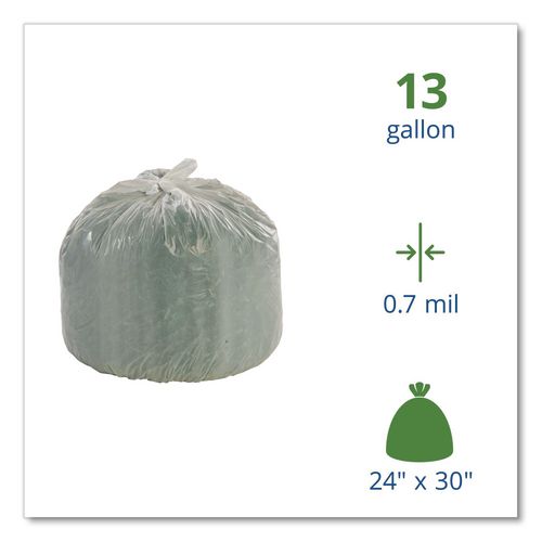 Picture of Controlled Life-Cycle Plastic Trash Bags, 13 gal, 0.7 mil, 24" x 30", White, 120/Box