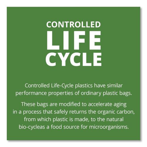 Picture of Controlled Life-Cycle Plastic Trash Bags, 13 gal, 0.7 mil, 24" x 30", White, 120/Box