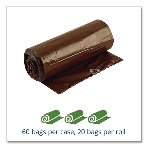 Picture of Controlled Life-Cycle Plastic Trash Bags, 30 gal, 0.8 mil, 30" x 36", Brown, 60/Box