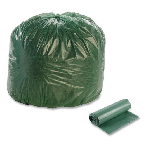 Picture of Controlled Life-Cycle Plastic Trash Bags, 33 gal, 1.1 mil, 33" x 40", Green, 40/Box