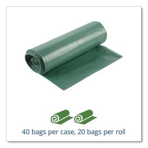 Picture of Controlled Life-Cycle Plastic Trash Bags, 33 gal, 1.1 mil, 33" x 40", Green, 40/Box