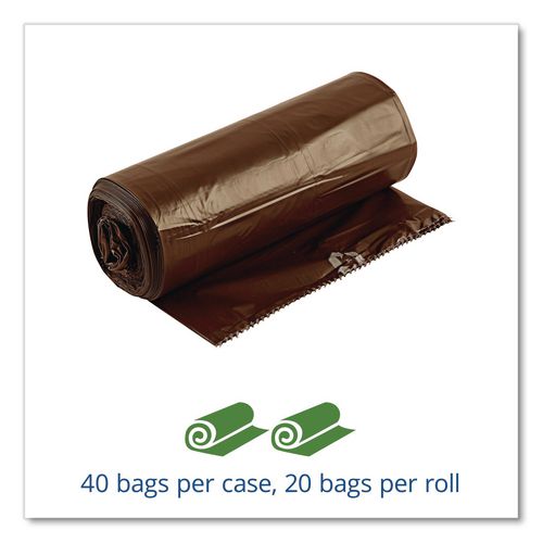 Picture of Controlled Life-Cycle Plastic Trash Bags, 39 gal, 1.1 mil, 33" x 44", Brown, 40/Box