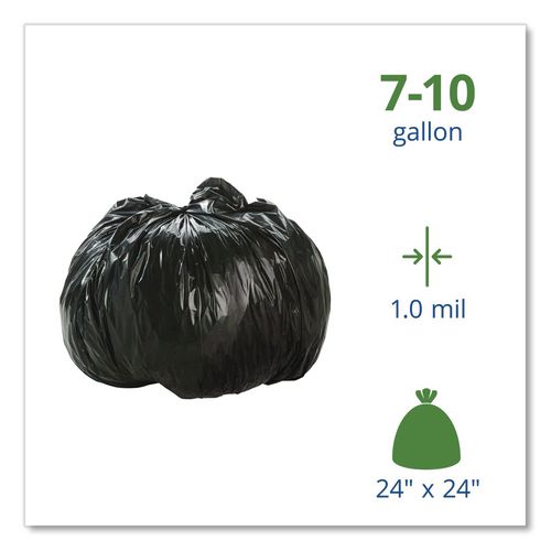 Picture of Total Recycled Content Plastic Trash Bags, 10 gal, 1 mil, 24" x 24", Black/Brown, 250/Carton