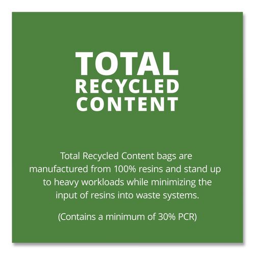Picture of Total Recycled Content Plastic Trash Bags, 65 gal, 1.5 mil, 50" x 51", Black/Brown, 100/Carton