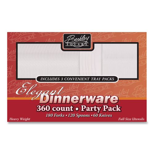 Picture of Heavyweight Party Pack, Heavyweight, Fork/Knife/Spoon, Plastic, Clear, 360/Pack