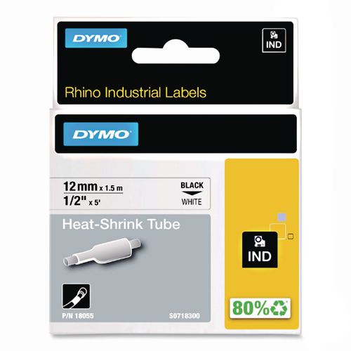 Rhino+Heat+Shrink+Tubes+Industrial+Label+Tape%2C+0.5%26quot%3B+X+5+Ft%2C+White%2Fblack+Print