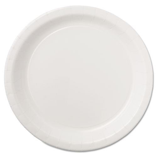 Picture of Coated Paper Dinnerware, Plate, 9" dia, White, 50/Pack, 10 Packs/Carton