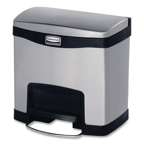 Slim+Jim+Stainless+Steel+Step-On+Container%2C+Front+Step+Style%2C+4+gal%2C+Stainless+Steel%2C+Black