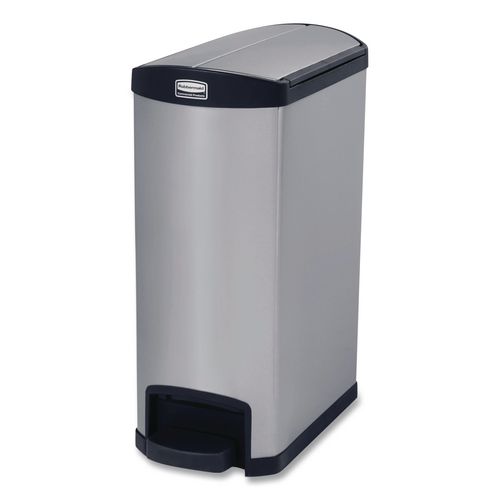 Slim+Jim+Stainless+Steel+Step-On+Container%2C+End+Step+Style%2C+13+gal%2C+Stainless+Steel%2C+Black