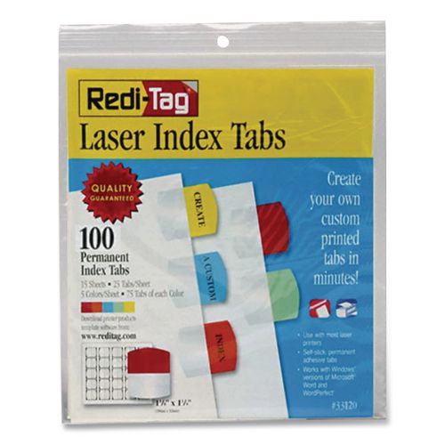 Laser+Printable+Index+Tabs%2C+1%2F5-Cut%2C+Assorted+Colors%2C+1.13%26quot%3B+Wide%2C+100%2FPack