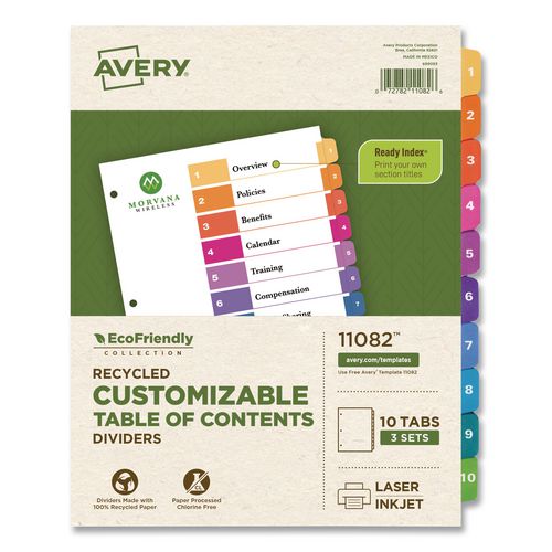 Customizable+Table+Of+Contents+Ready+Index+Dividers+With+Multicolor+Tabs%2C+10-Tab%2C+1+To+10%2C+11+X+8.5%2C+White%2C+3+Sets