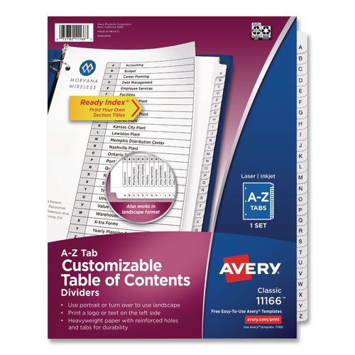 Customizable+TOC+Ready+Index+Black+and+White+Dividers%2C+26-Tab%2C+A+to+Z%2C+11+x+9.25%2C+1+Set