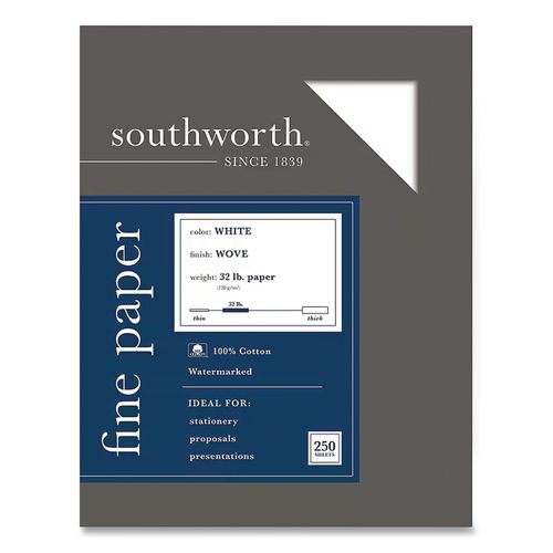 100%25+Cotton+Business+Paper%2C+95+Bright%2C+32+lb+Bond+Weight%2C+8.5+x+11%2C+White%2C+250%2FPack