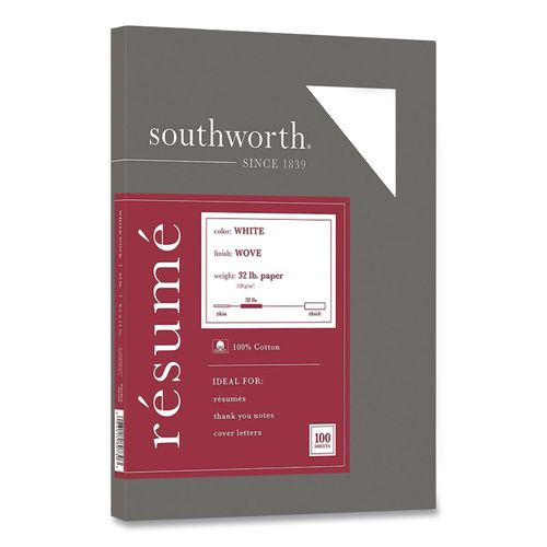100%25+Cotton+Resume+Paper%2C+95+Bright%2C+32+lb+Bond+Weight%2C+8.5+x+11%2C+White%2C+100%2FPack