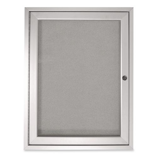 1+Door+Enclosed+Vinyl+Bulletin+Board+with+Satin+Frame%2C+30%26quot%3B+x+36%26quot%3B%2C+Silver+Surface%2C+Satin+Aluminum+Frame