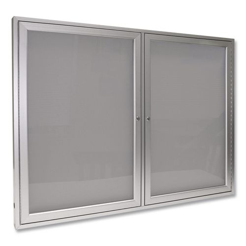 2+Door+Enclosed+Vinyl+Bulletin+Board+with+Satin+Frame%2C+48%26quot%3B+x+36%26quot%3B%2C+Silver+Surface%2C+Satin+Aluminum+Frame