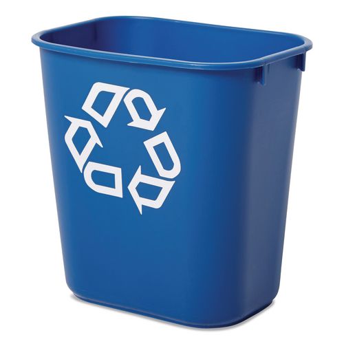 Deskside+Recycling+Container%2C+Small%2C+13.63+qt%2C+Plastic%2C+Blue