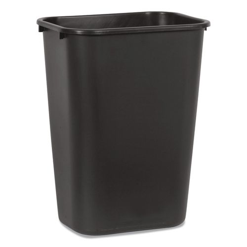 Deskside+Plastic+Wastebasket%2C+10.25+gal%2C+Plastic%2C+Black